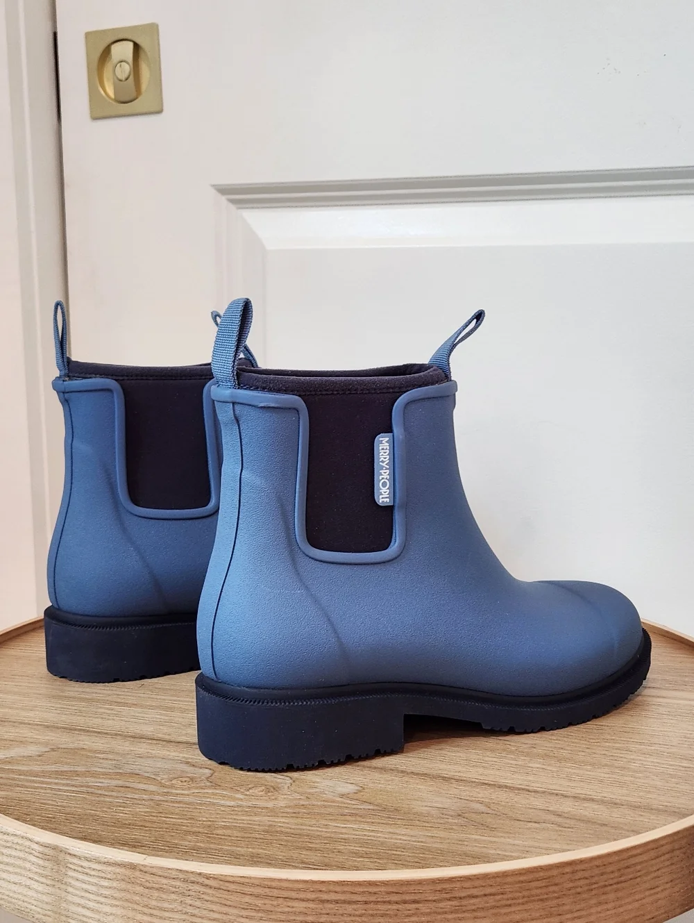 Merry People NEW Blue Chelsea Rain Boots with Pull Tabs Size 7 - Picture 5 of 8